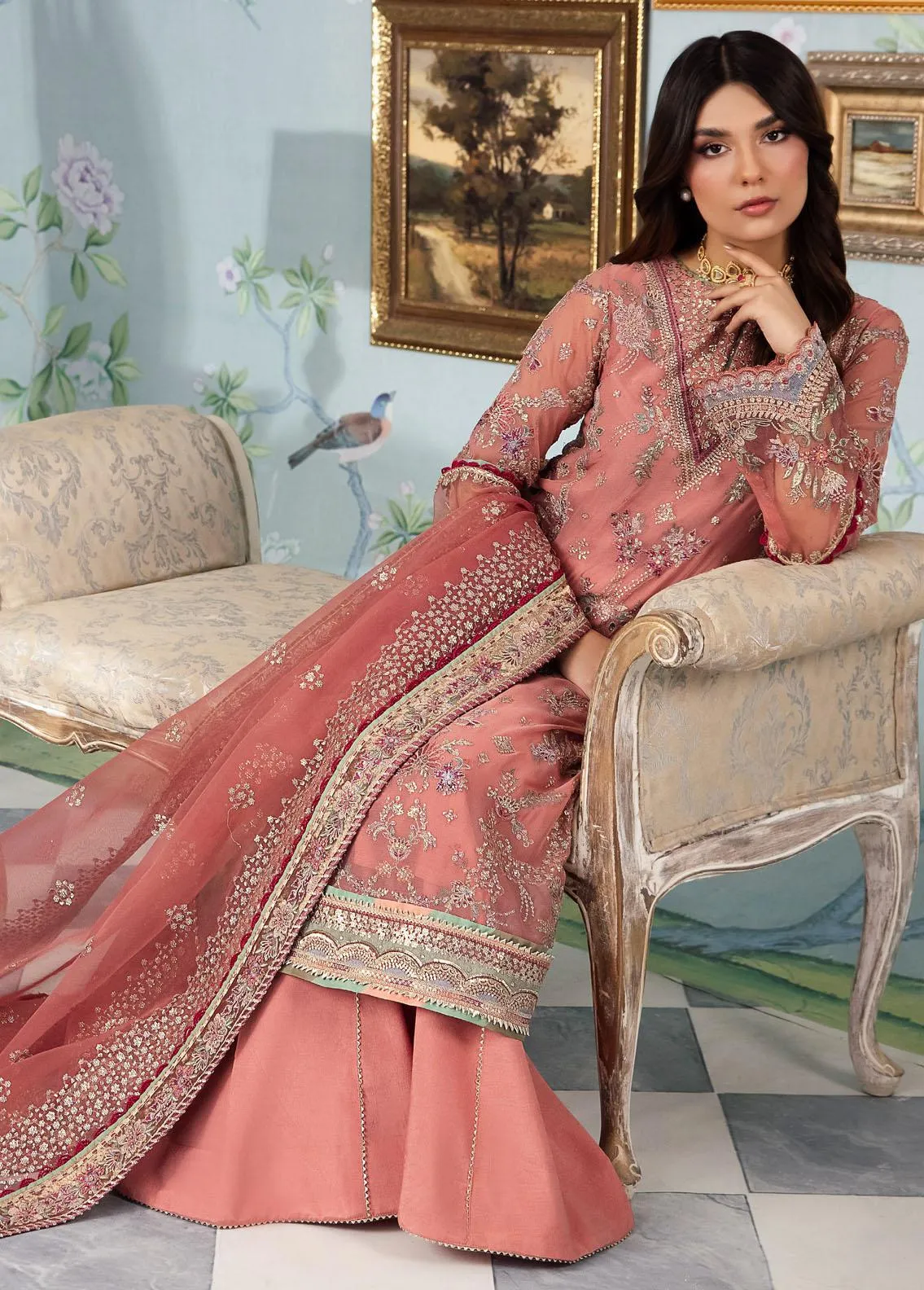 IZNIK Chinon Embroidered Chiffon Unstitched 3Pc Suit CC-35 Dareen