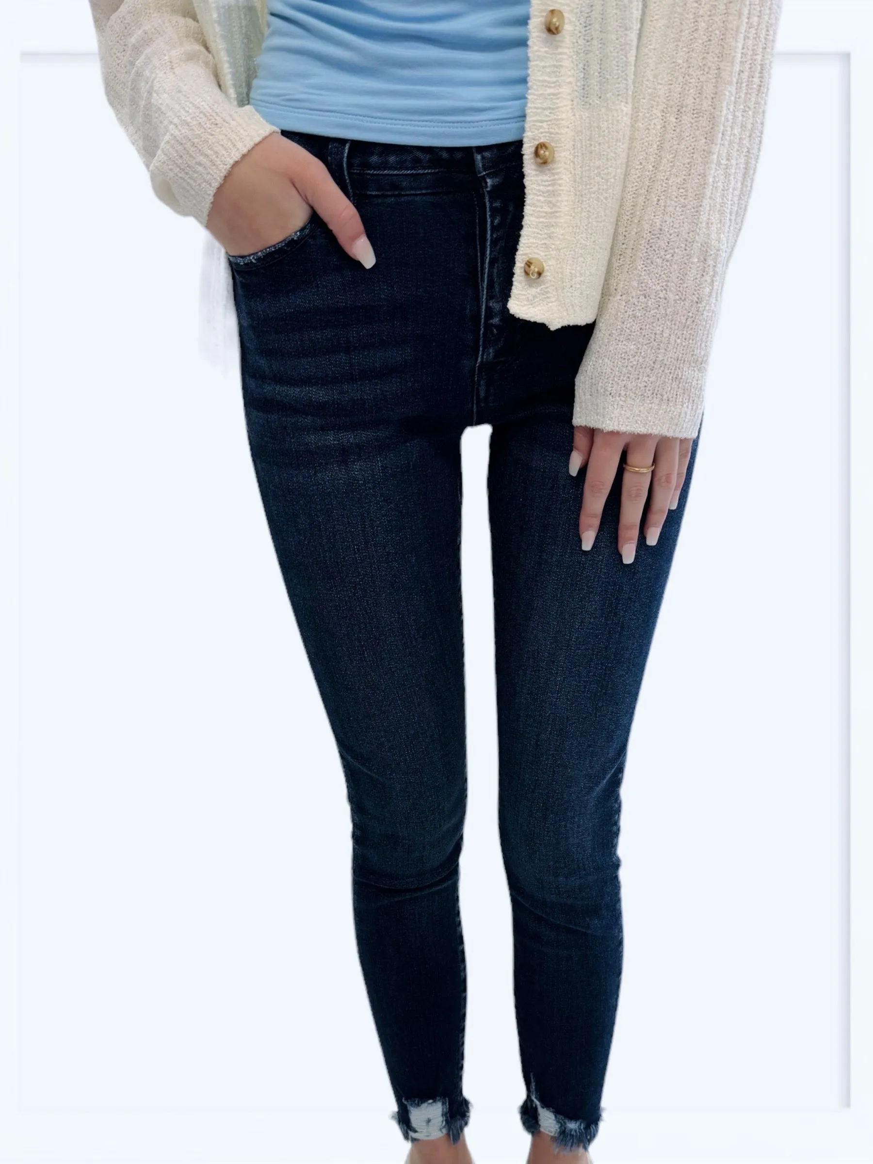 Kan Can High Rise Ankle Skinny Jeans