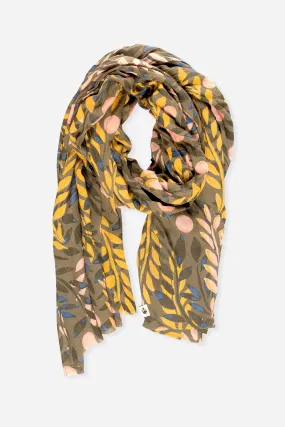 Khaki Trailng Floral Scarf