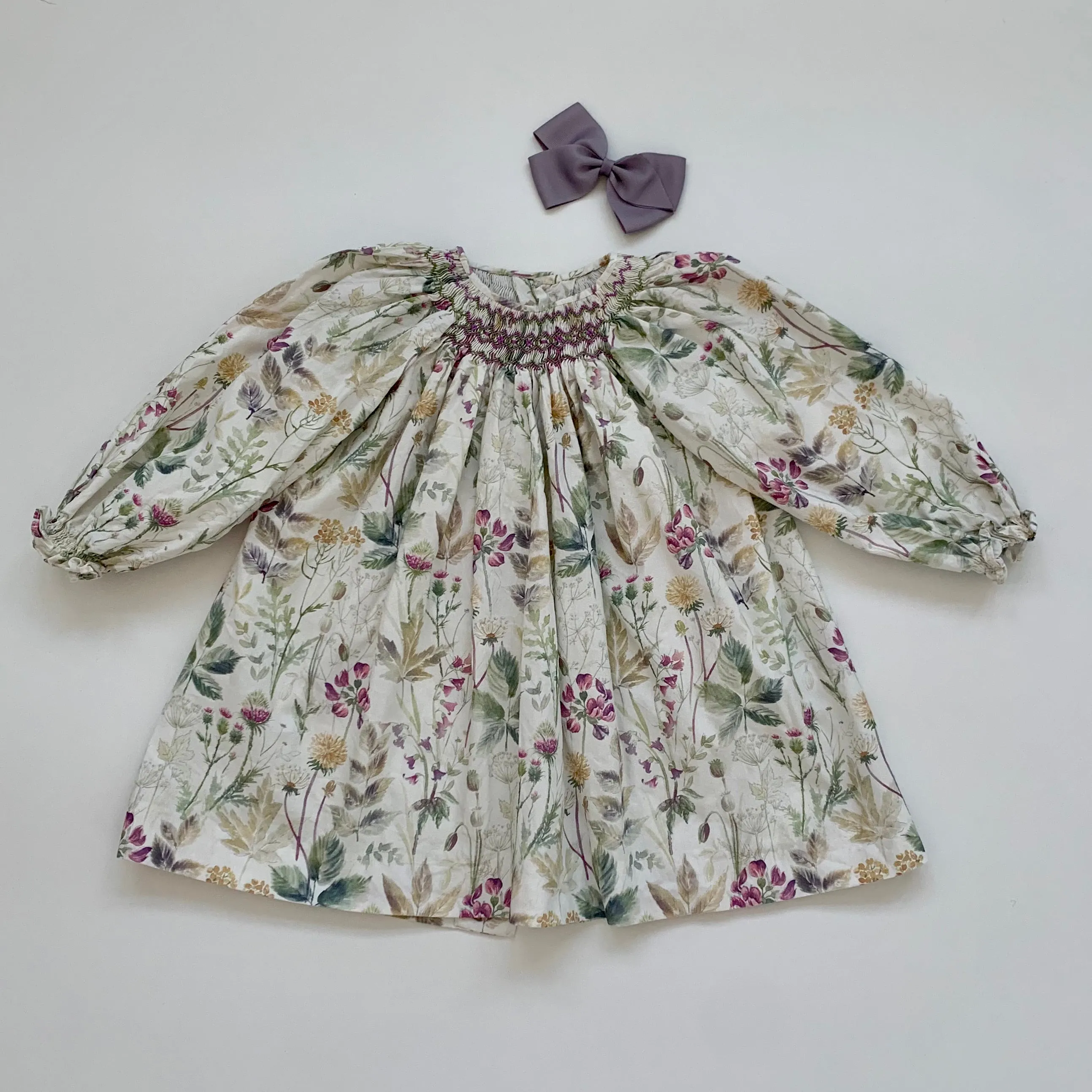 La Coqueta Floral Print Dress Purple Smocking: 3 Years