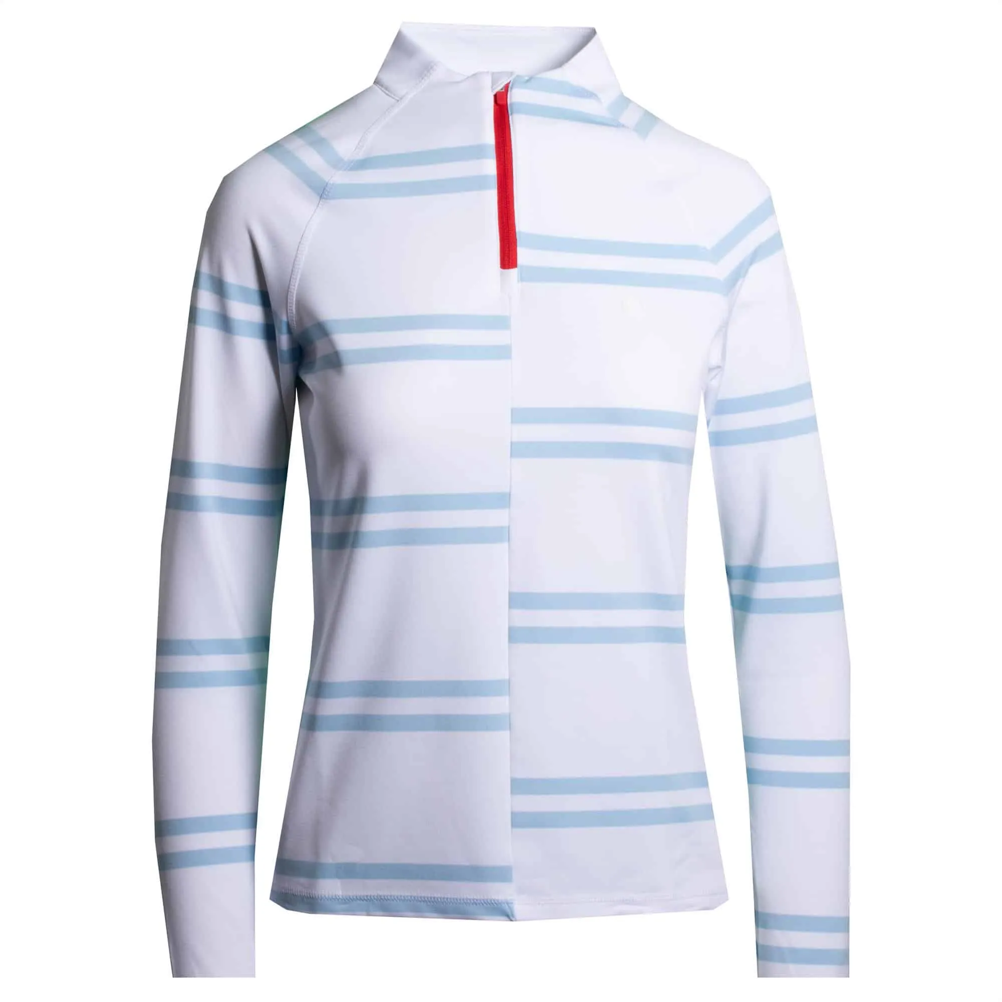 Ladies G/FORE Offset Stripe Quarter Zip Pullover Snow