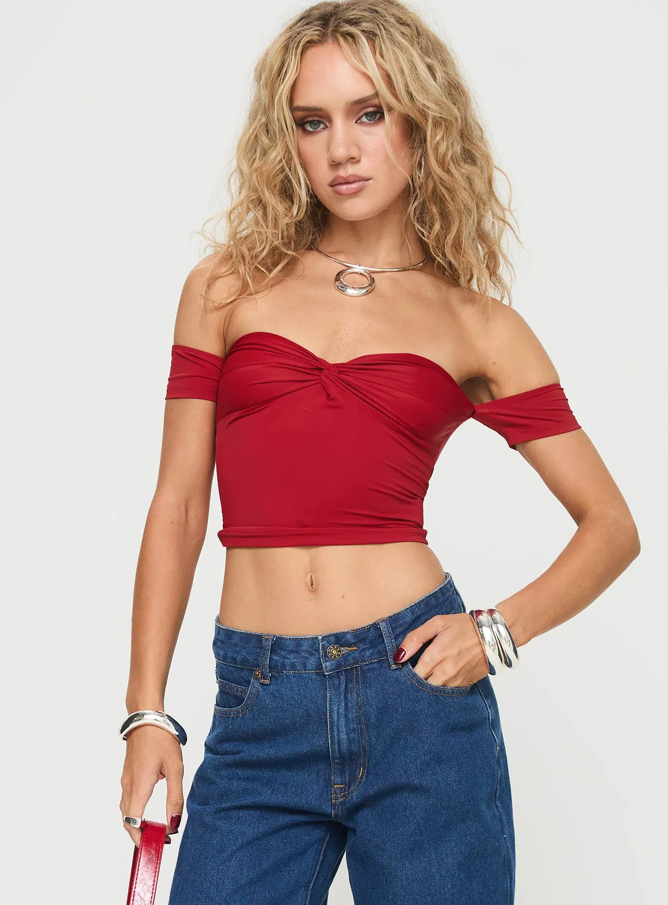 Larisha Off The Shoulder Top Red