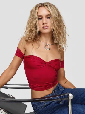 Larisha Off The Shoulder Top Red