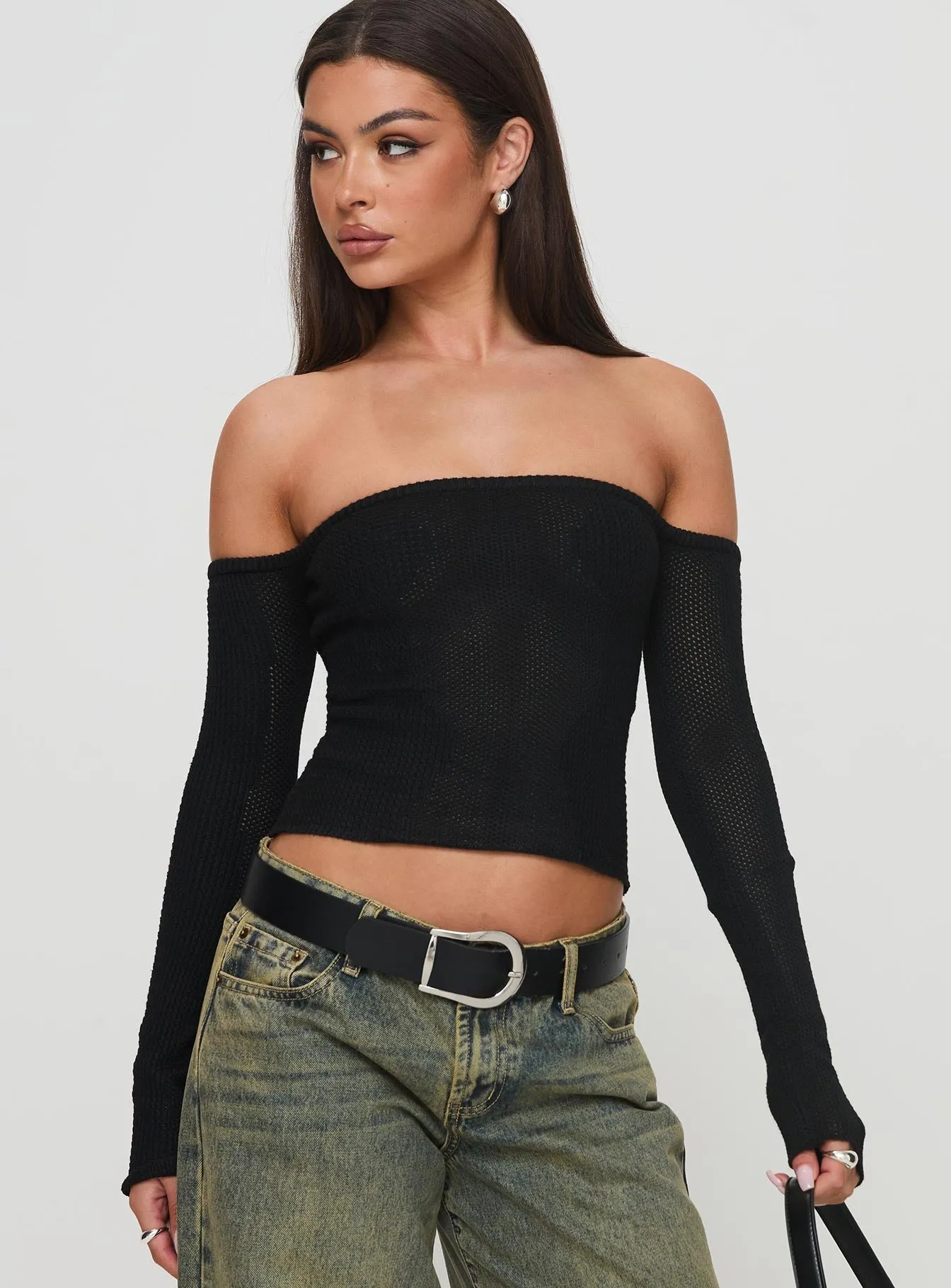 Laroche Off Shoulder Top Black