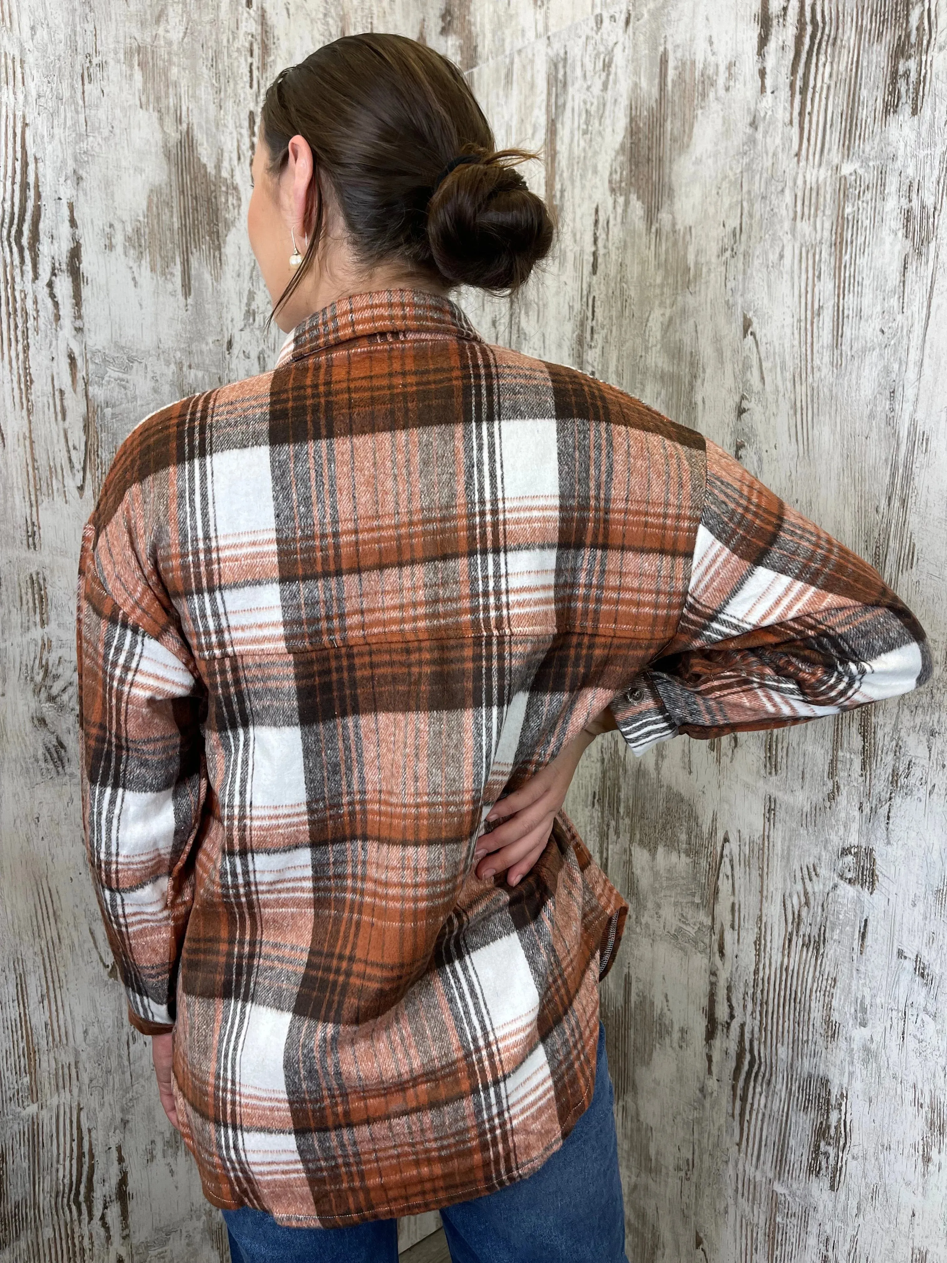 Layla Brown & Black Plaid Tartan Shacket