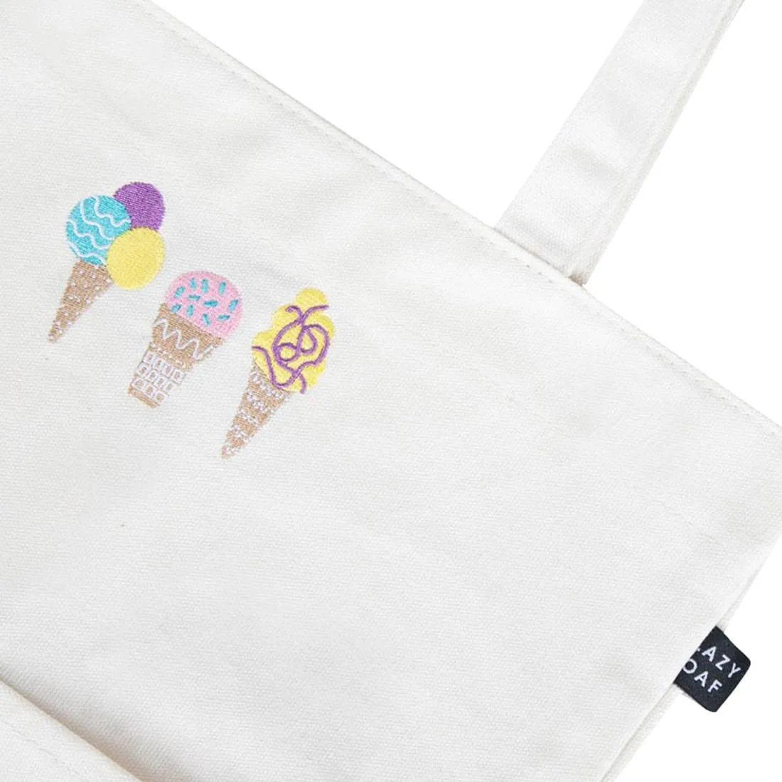 Lazy Oaf Ice Cream Tote Bag (white / natural)