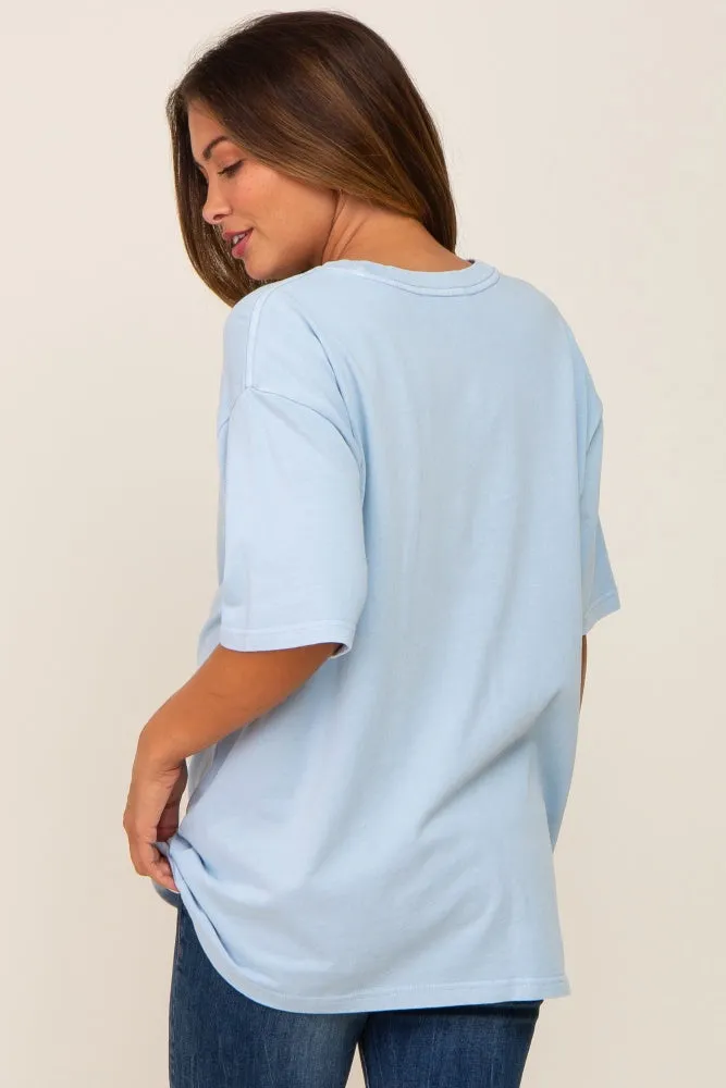 Light Blue Basic Oversized Maternity T-Shirt