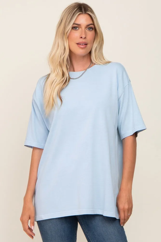 Light Blue Basic Oversized Maternity T-Shirt