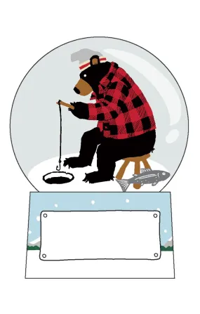 Little Blue House Mini Ice Fishing Bear Snow Globe