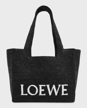 Logo Medium Tote Bag in Raffia