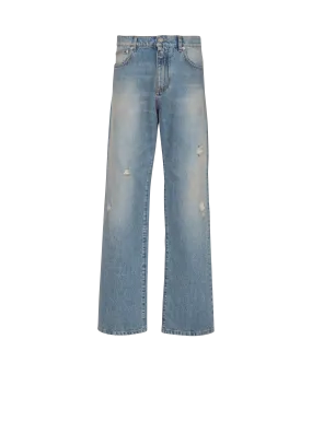 Loose-fit blue denim jeans