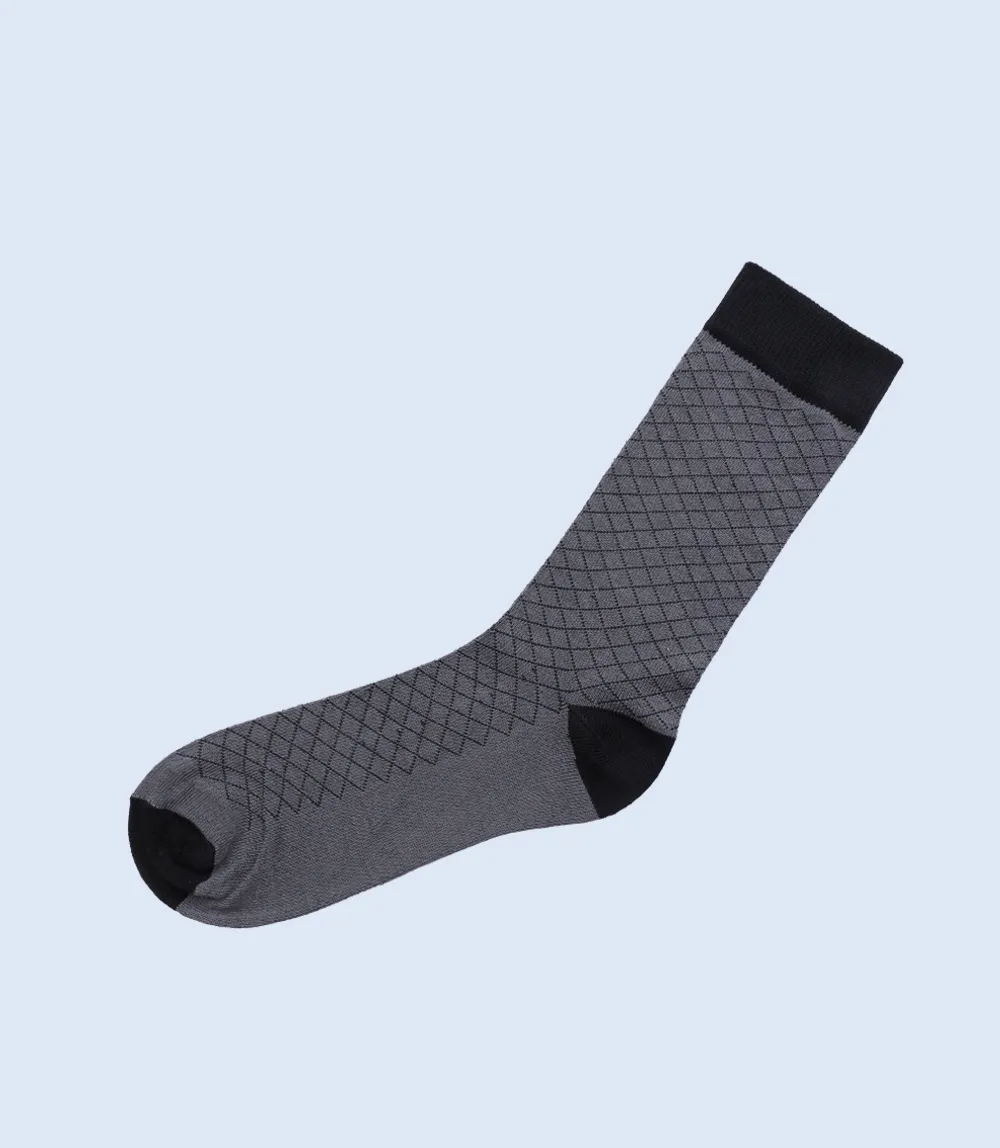 MA1694-GREY/BLACK-Mid-calf Socks For Men