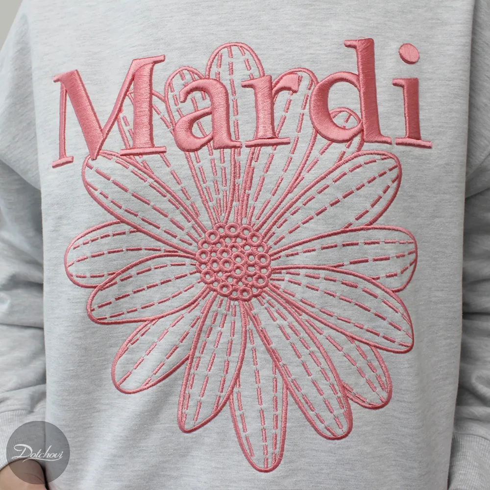 Mardi Mercredi  |Crew Neck Flower Patterns Street Style Long Sleeves Cotton