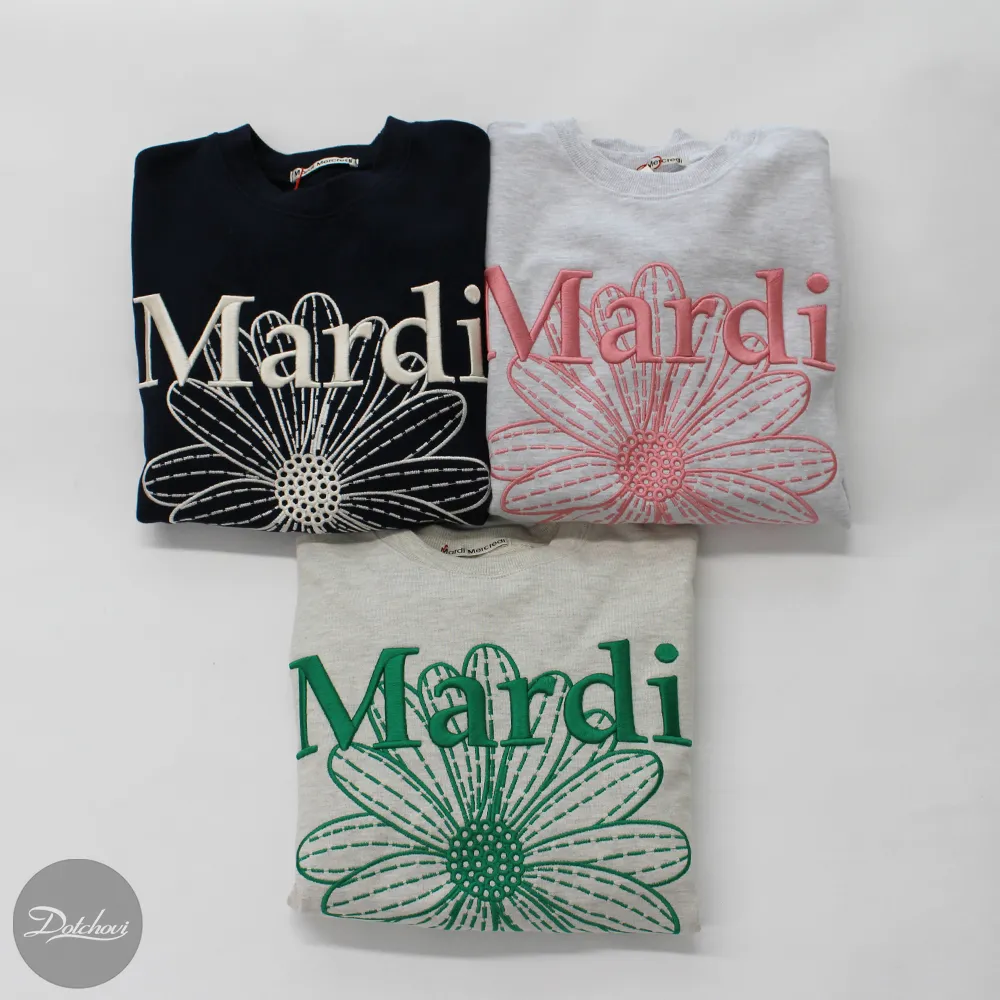 Mardi Mercredi  |Crew Neck Flower Patterns Street Style Long Sleeves Cotton