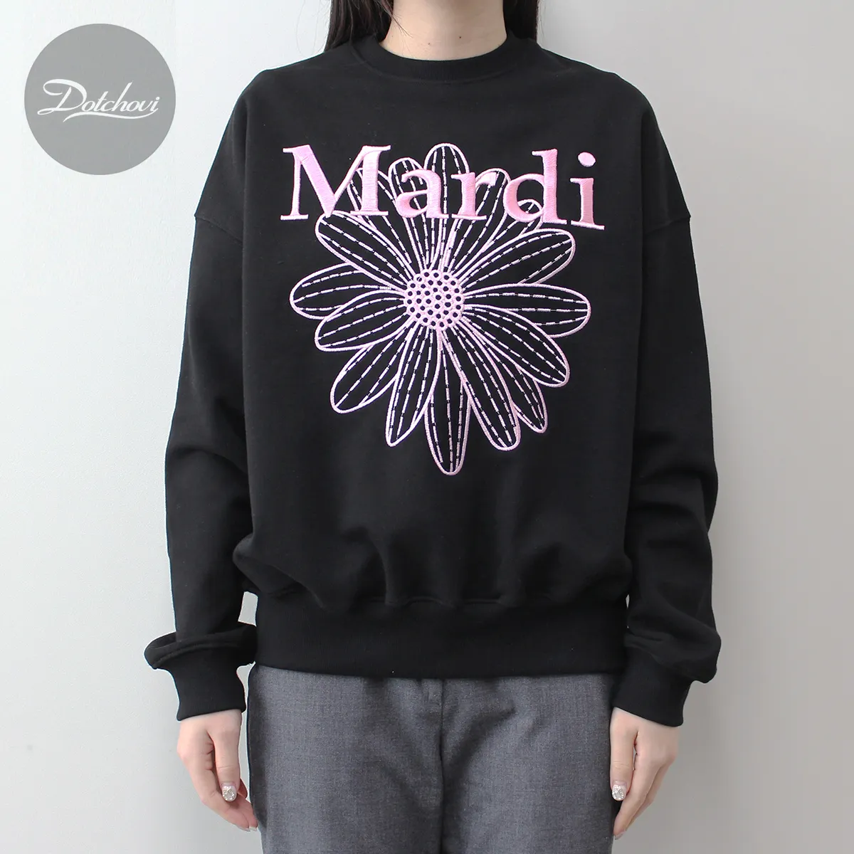 Mardi Mercredi  |Crew Neck Flower Patterns Street Style Long Sleeves Cotton