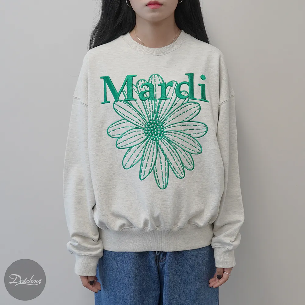 Mardi Mercredi  |Crew Neck Flower Patterns Street Style Long Sleeves Cotton