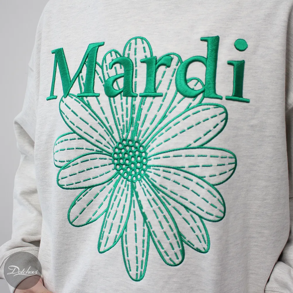 Mardi Mercredi  |Crew Neck Flower Patterns Street Style Long Sleeves Cotton