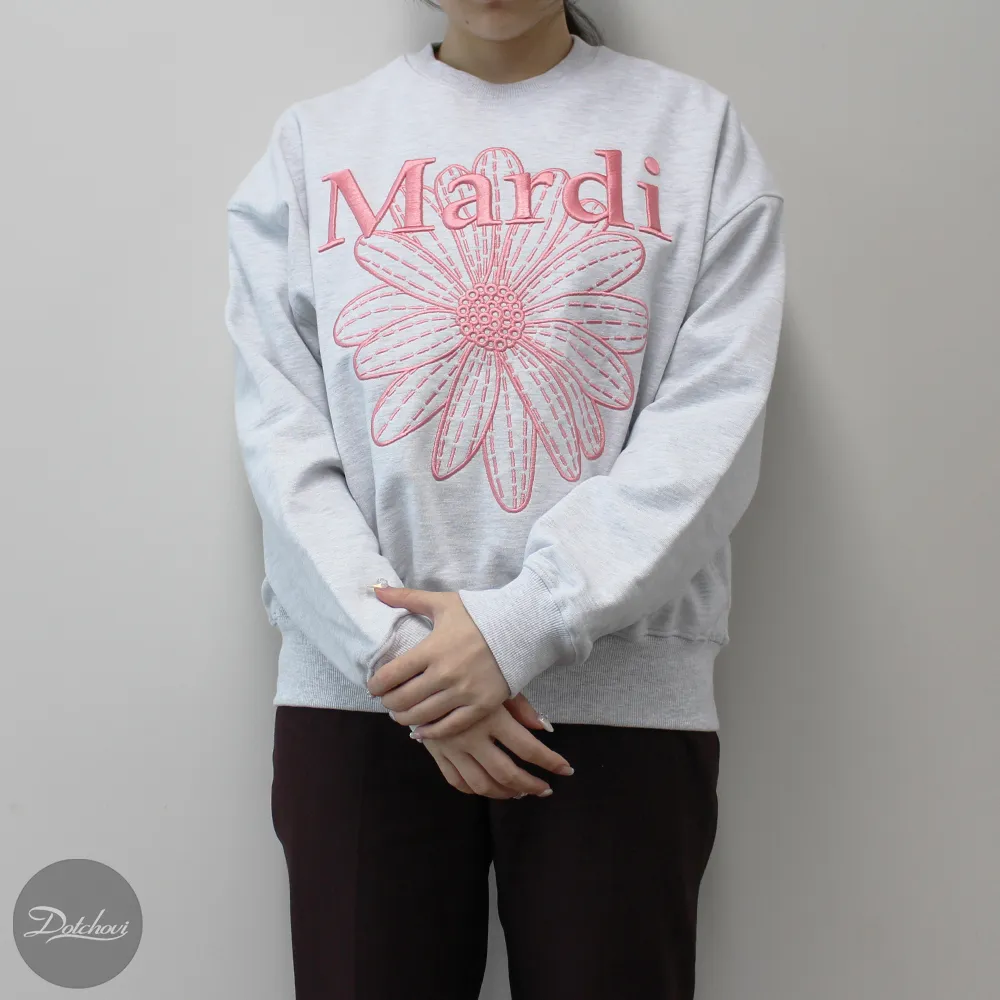 Mardi Mercredi  |Crew Neck Flower Patterns Street Style Long Sleeves Cotton