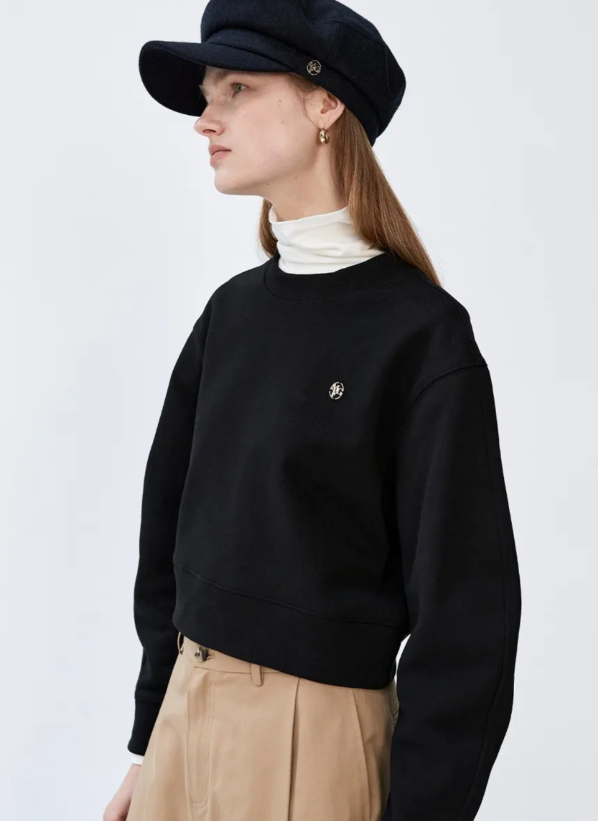 Marithe + Francois Girbaud  |[MARITHE]★W CIRCLE LOGO CROP SWEATSHIRT