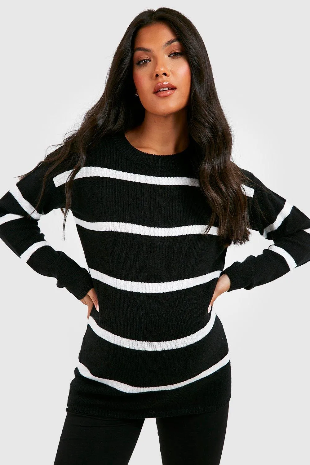 Maternity Crew Neck Stripe Sweater