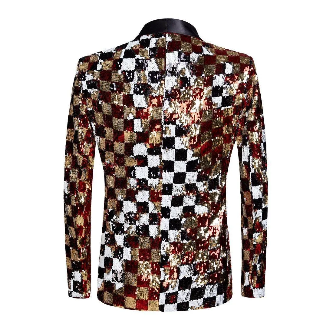 Men's Blazer Sequin Plaid Party Blazer