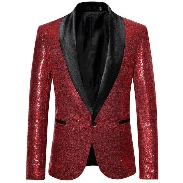 Men's Blazer Wedding Sequin Party Blazer Slim Fit