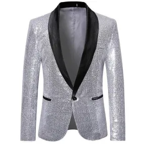 Men's Blazer Wedding Sequin Party Blazer Slim Fit