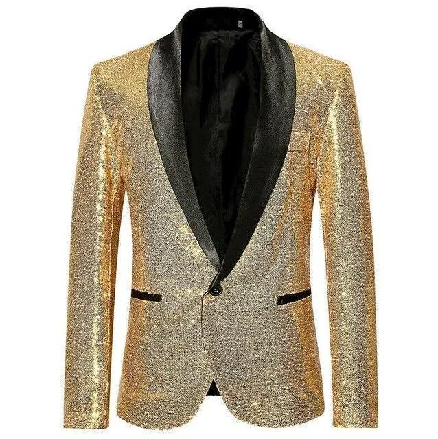 Men's Blazer Wedding Sequin Party Blazer Slim Fit