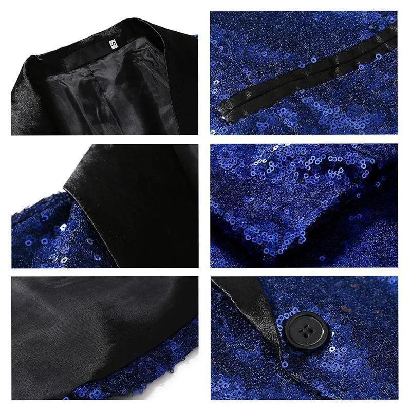 Men's Blazer Wedding Sequin Party Blazer Slim Fit