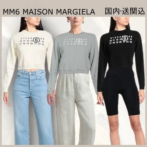 MM6 Maison Margiela  |Crew Neck Street Style Long Sleeves Plain Cotton Logo