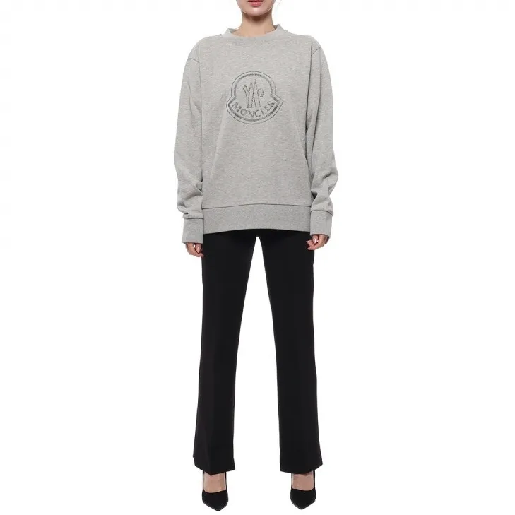 MONCLER  |Crew Neck Street Style Long Sleeves Plain Cotton Logo