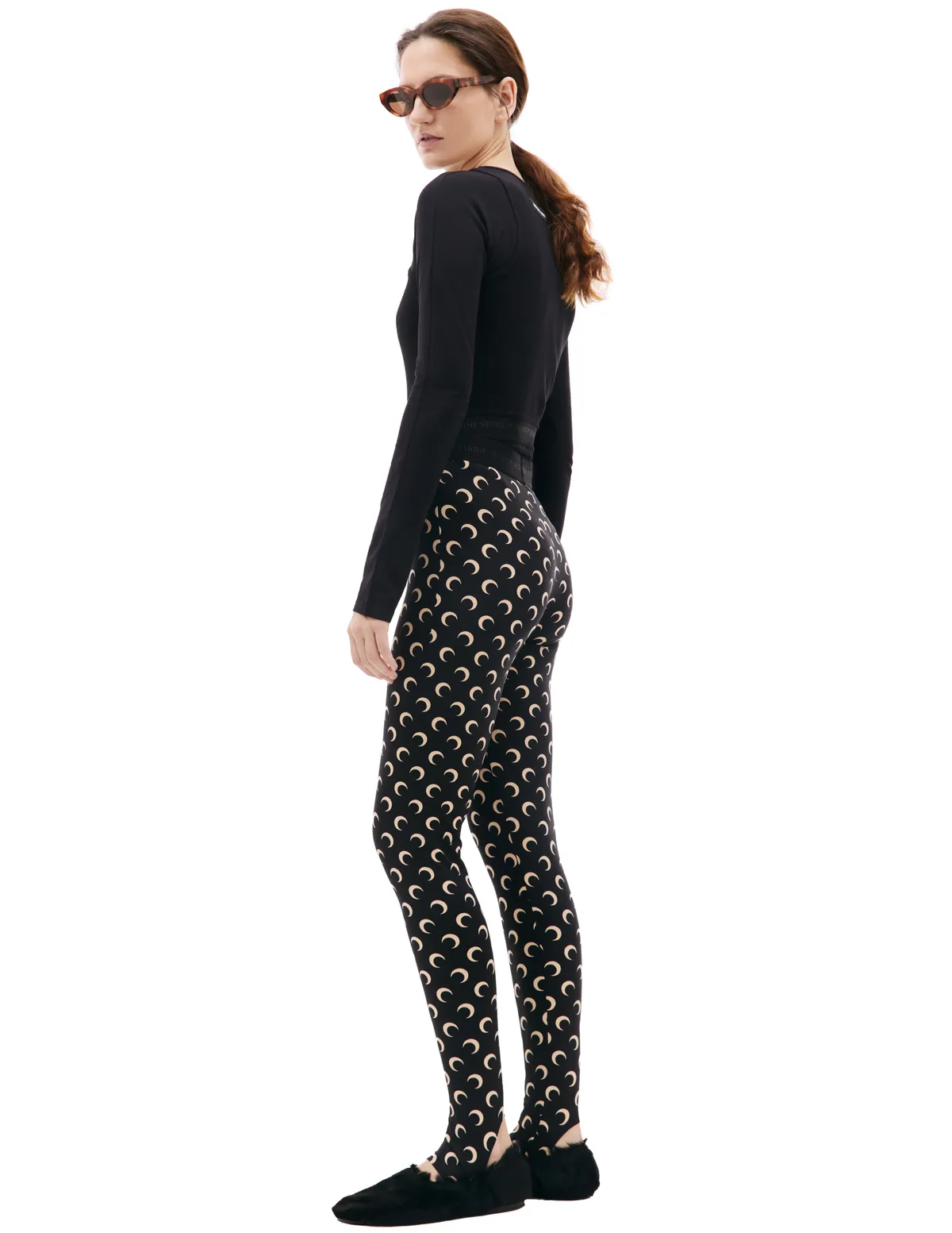 Moon all over logo leggings - black