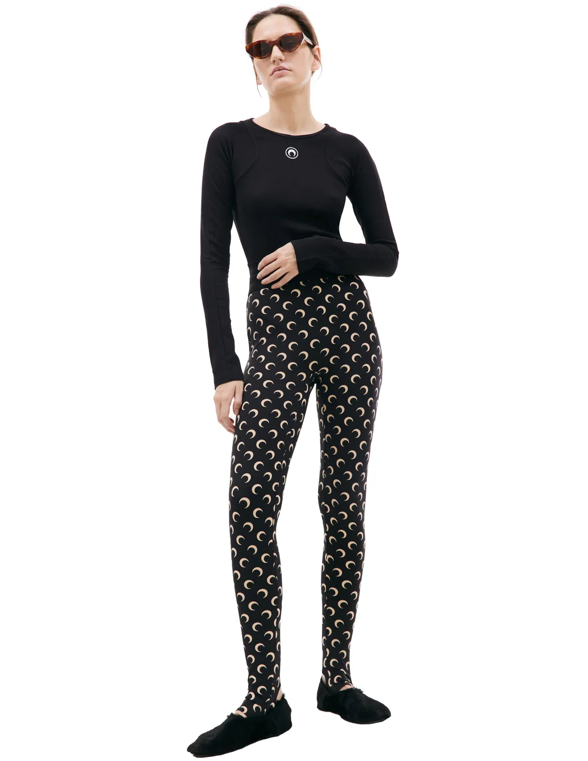 Moon all over logo leggings - black