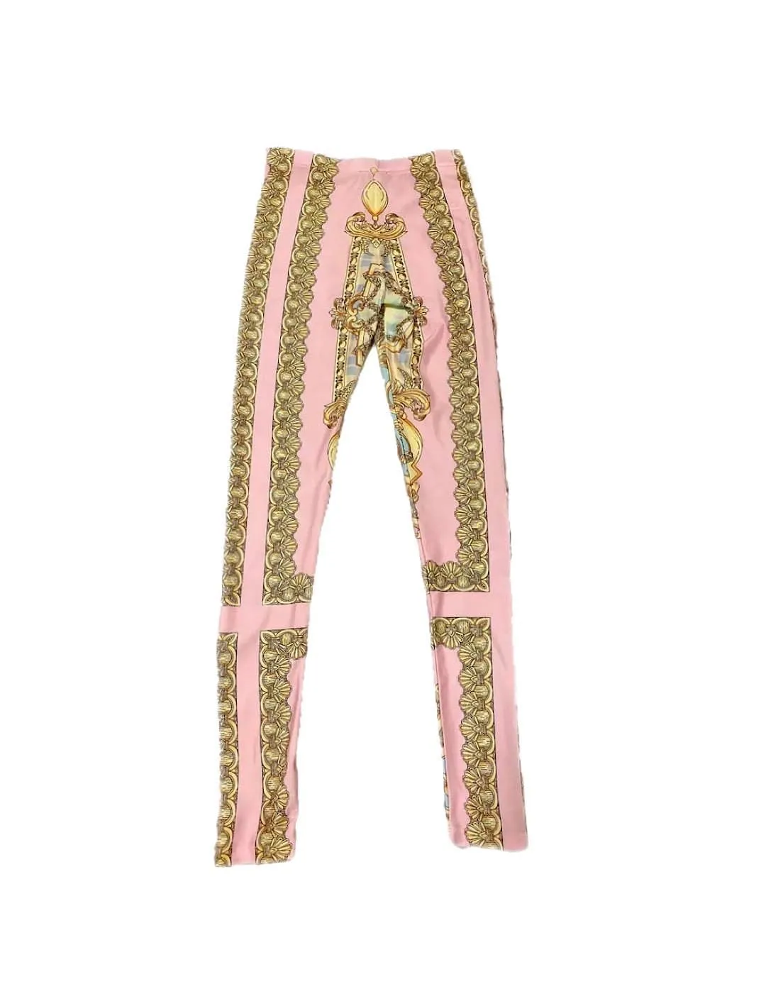 Multi Print Elastic Leggings In Pink