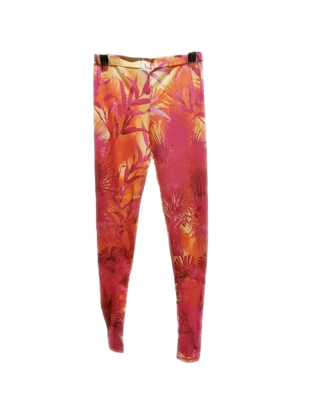 Multi Print Elastic Leggings In Pink