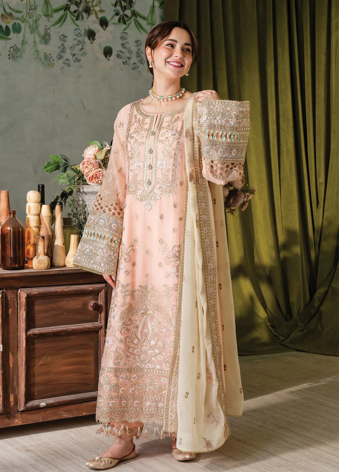 Naina By Premium Embroidered Chiffon 3 Piece Unstitched Suit IMP24N I-193 KASHUD