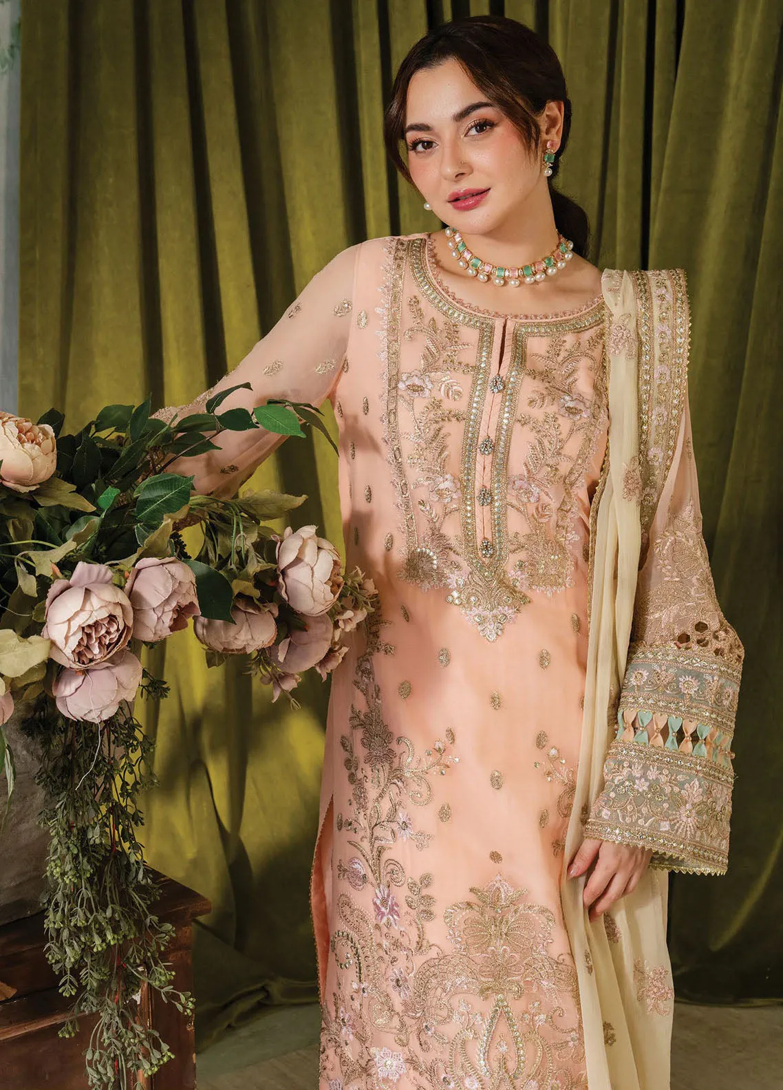 Naina By Premium Embroidered Chiffon 3 Piece Unstitched Suit IMP24N I-193 KASHUD