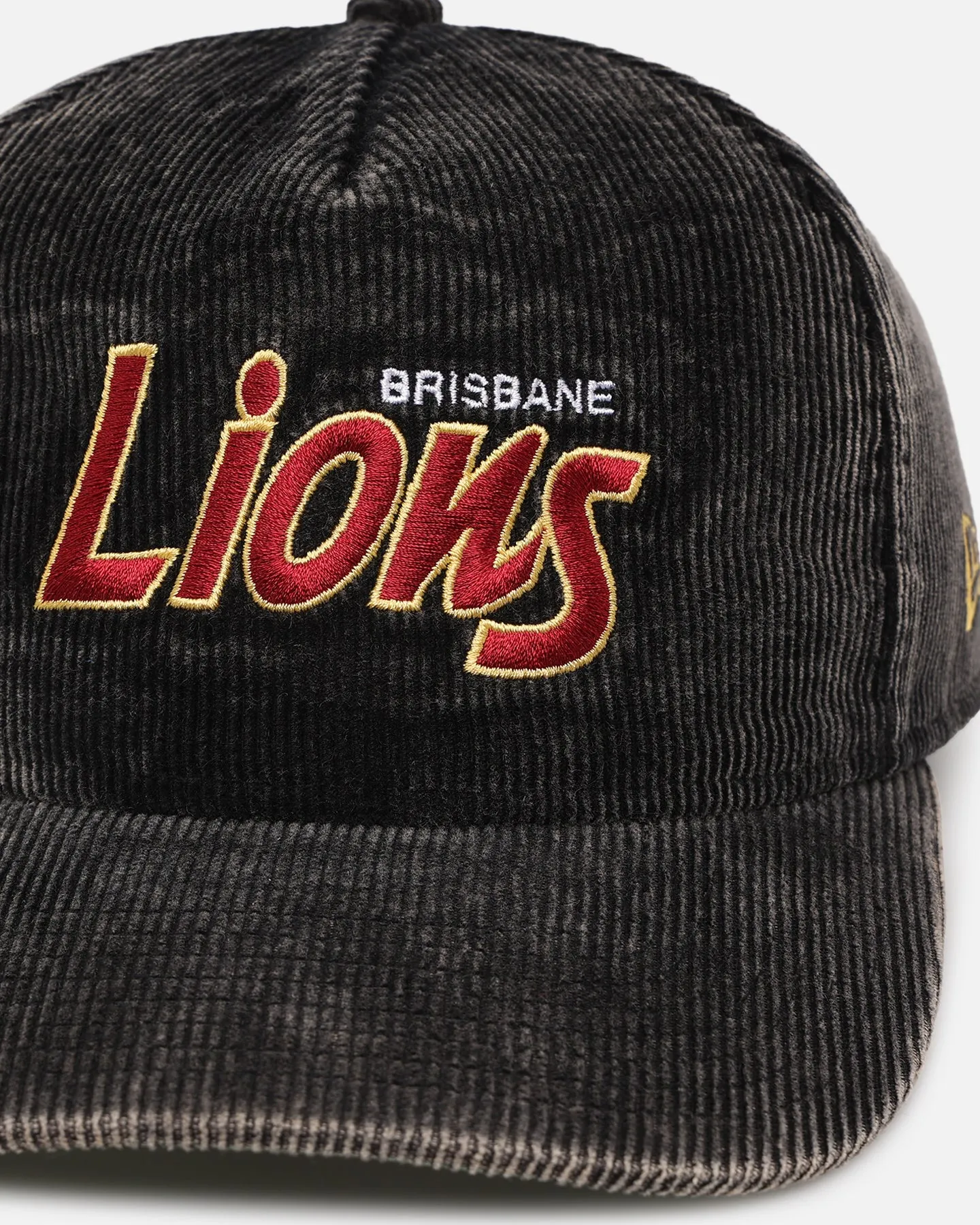 New Era Brisbane Lions 'Washed Corduroy' Pre-Curved Golfer Snapback Black/Kelly Green