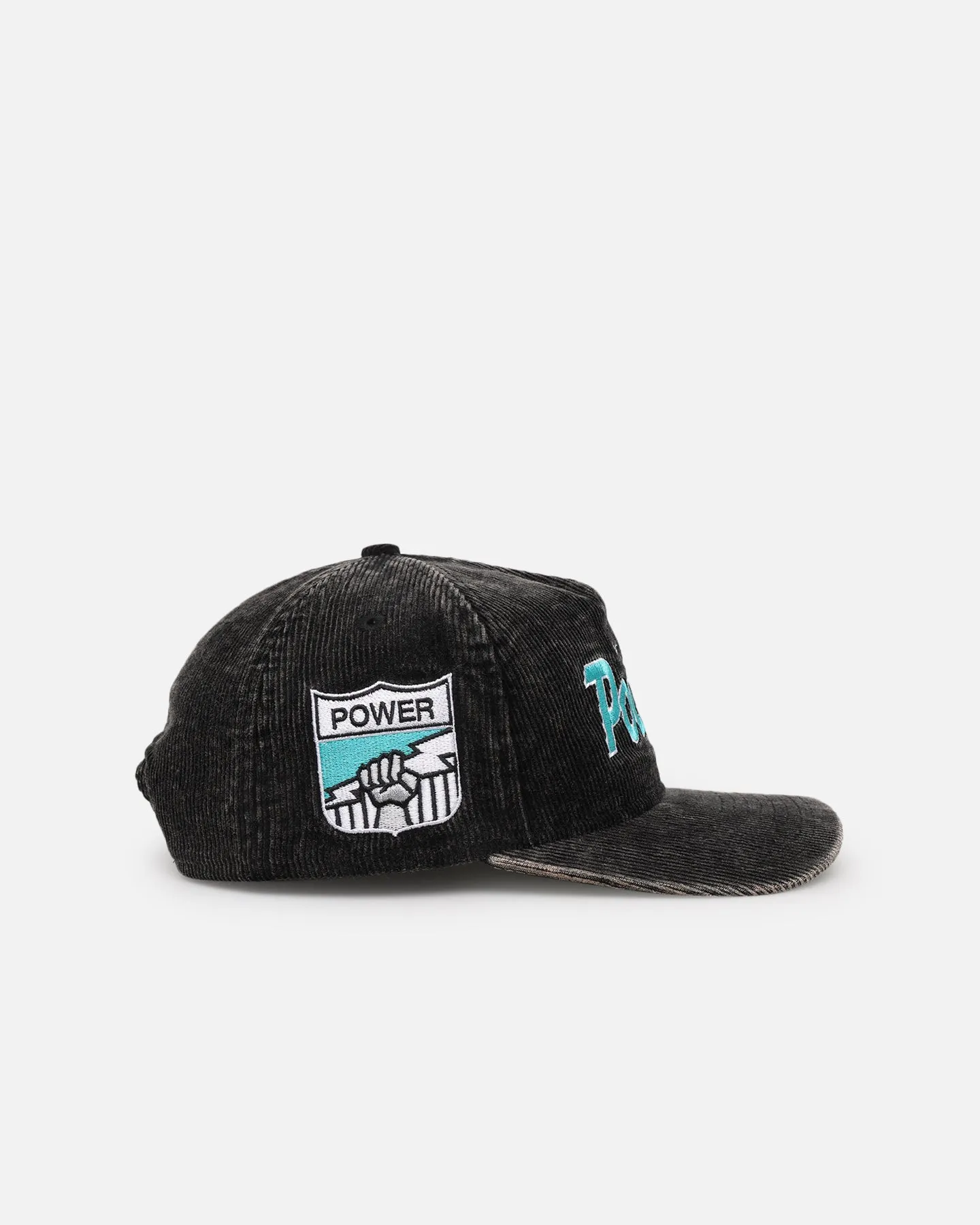 New Era Port Adelaide Power 'Washed Corduroy' Pre-Curved Golfer Snapback Black/Kelly Green