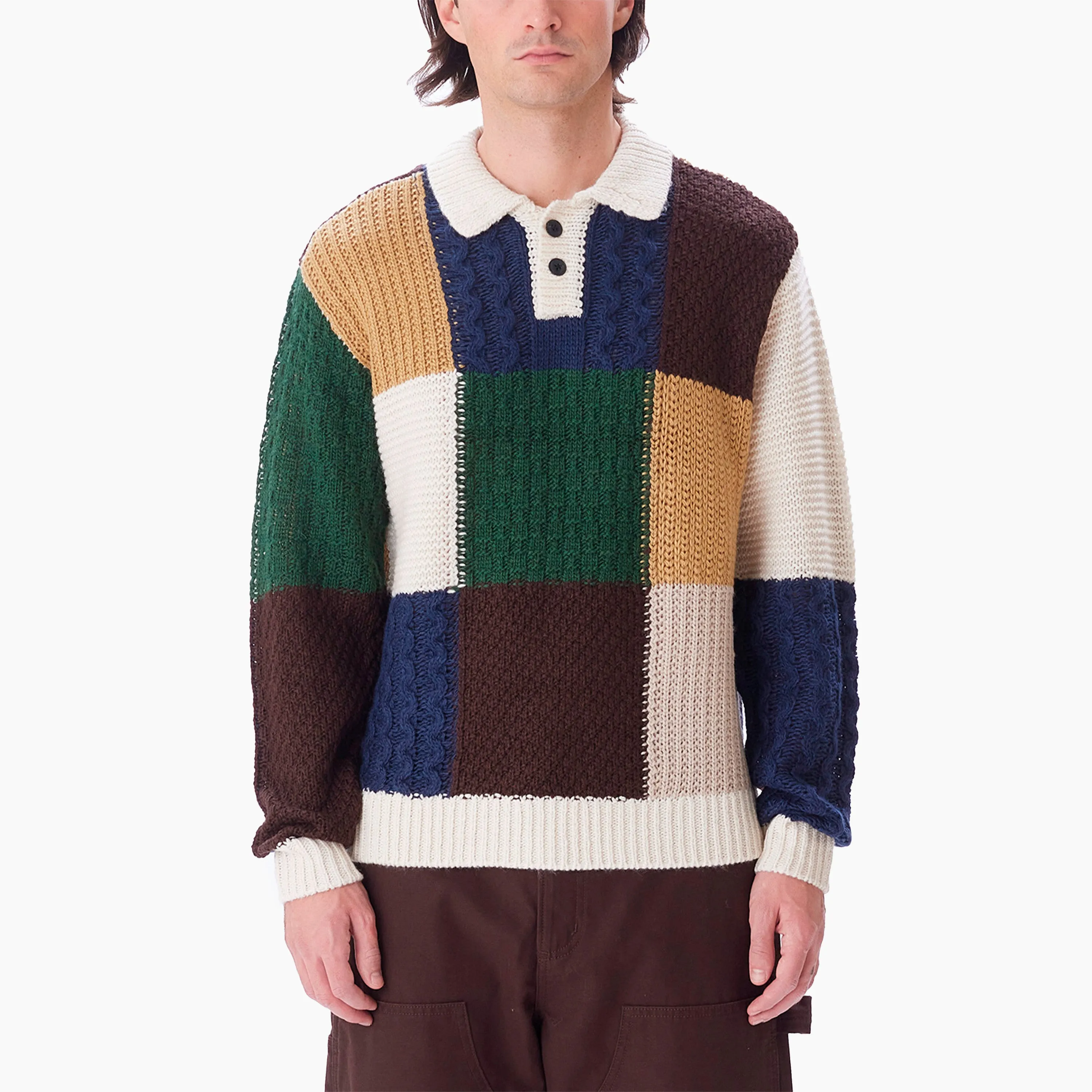 OBEY CLOTHING OLIVER PATCHWORK SWEATER UNBLEACHED MULTI - 151000074