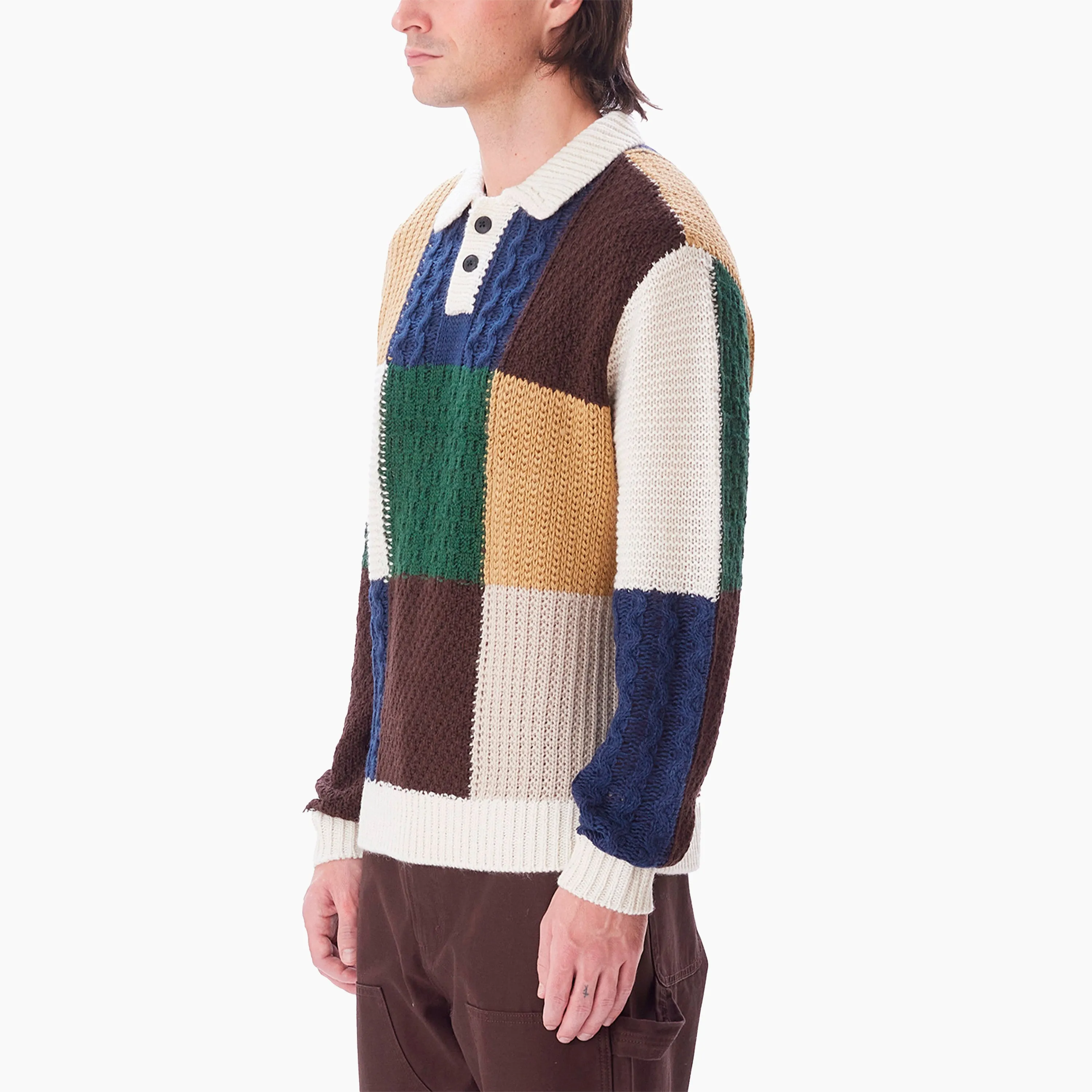 OBEY CLOTHING OLIVER PATCHWORK SWEATER UNBLEACHED MULTI - 151000074