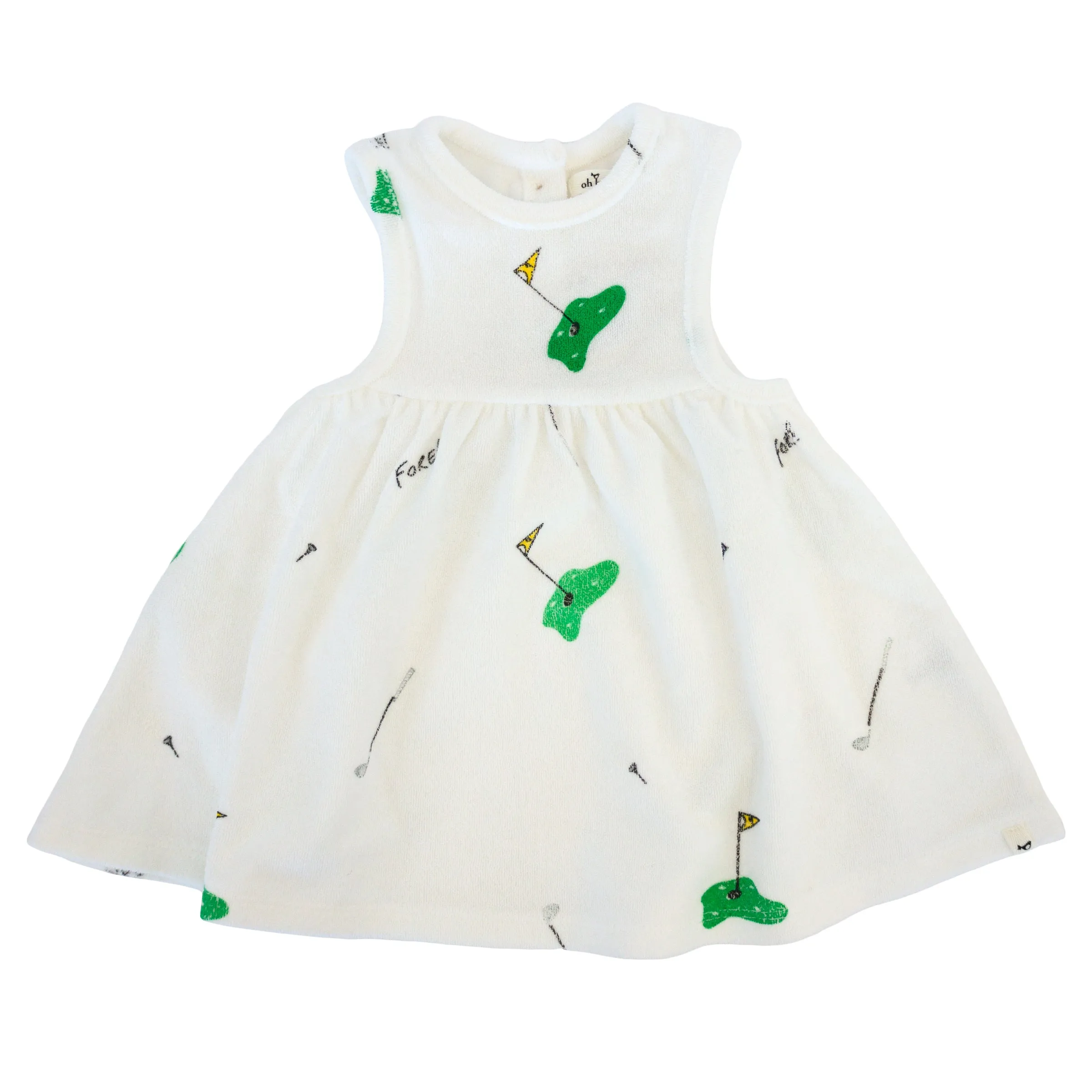 oh baby! Cotton Terry Tank Dress - Golf Print - Snow