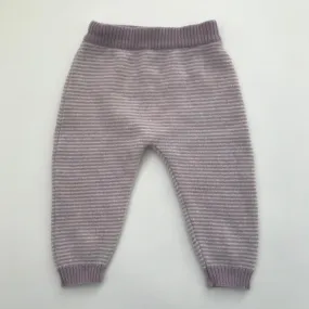 Olivier London Purple And White Stripe Cashmere Leggings: 3-6 Months