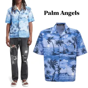 Palm Angels  |Button-down Flower Patterns Monogram Tropical Patterns Linen