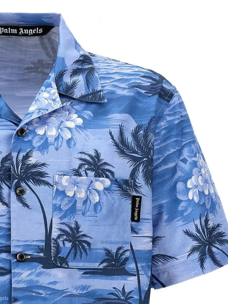 Palm Angels  |Button-down Flower Patterns Monogram Tropical Patterns Linen