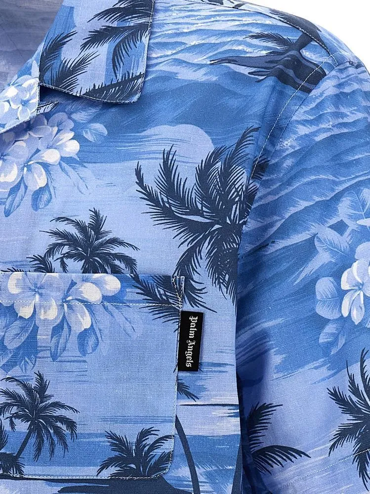 Palm Angels  |Button-down Flower Patterns Monogram Tropical Patterns Linen