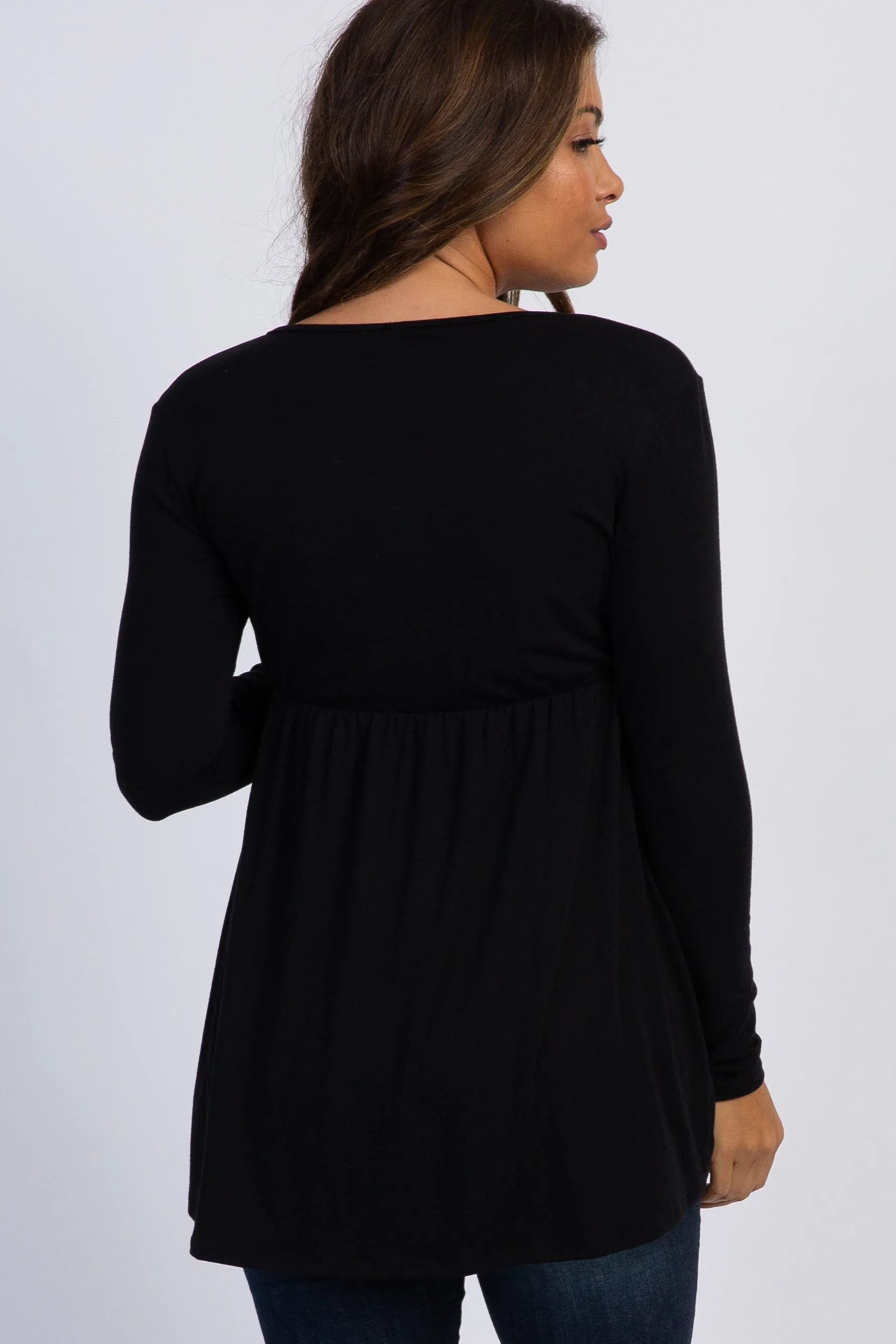 PinkBlush Black Long Sleeve Wrap Front Maternity Nursing Top