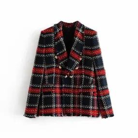 Plaid Blazer, Women Tweed Jacket