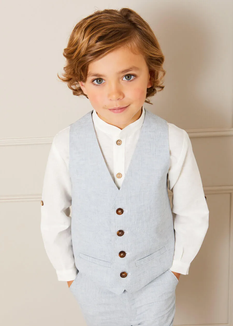 Plain Light Linen Vest in Blue (4-10yrs)