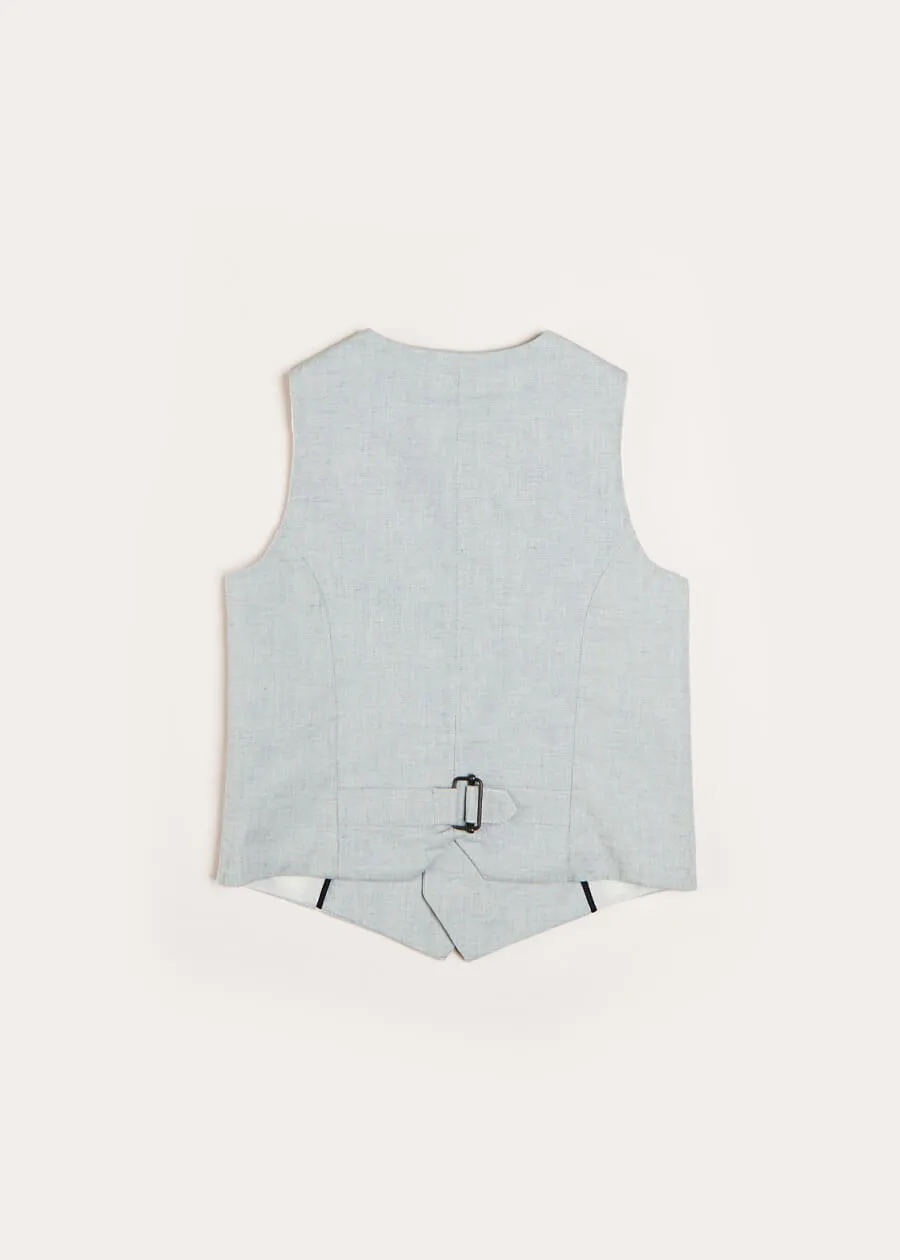 Plain Light Linen Vest in Blue (4-10yrs)